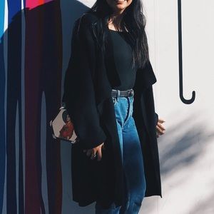 H&M long black knit cardigan